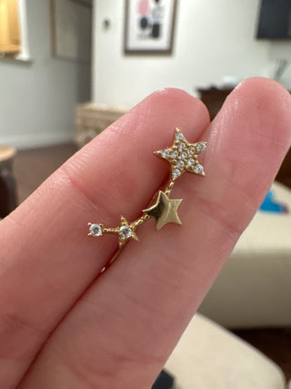 #8 10k Solid Gold Shooting Star Ear Climbers