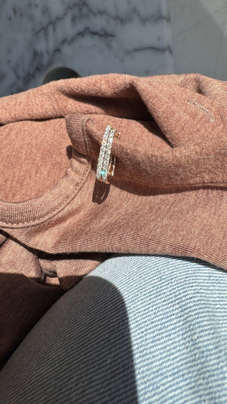 Rose Gold Rectangle Diamond Hoops