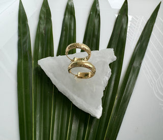 #1 Vintage 14k Gold Etched Hoop earrings