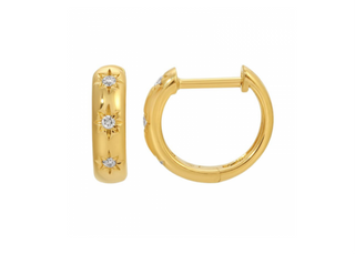 14k Starset Diamond Huggie Earrings