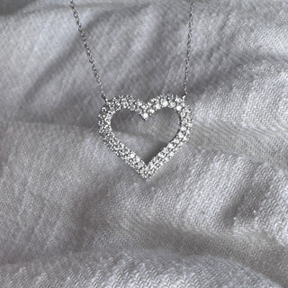 White Gold Diamond Heart Necklace .50ctw