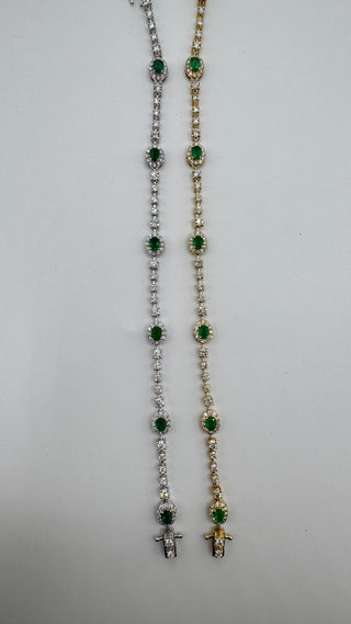 14k emerald and Diamond tennis bracelet
