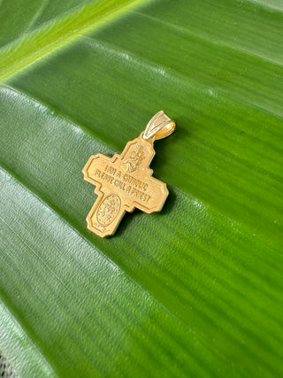 14k cross I am catholic pendant