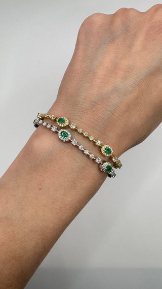 14k emerald and Diamond tennis bracelet