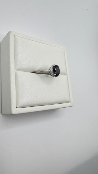 Natural Sapphire and Diamond Halo Ring