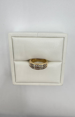 14k Double Diamond Channel Ring