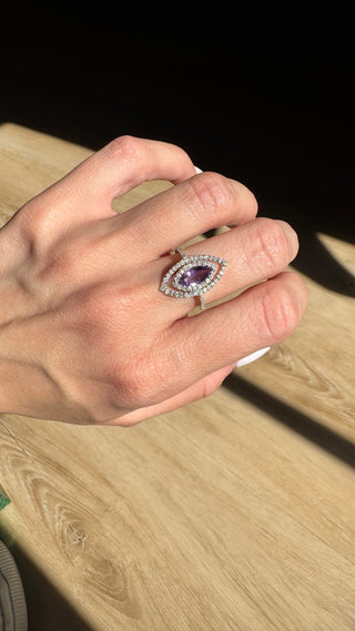 14k Amethyst + Diamond Marquise Ring