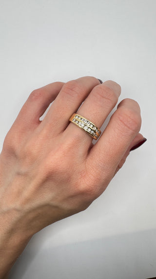 14k Double Diamond Channel Ring