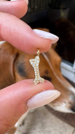 14k Diamond Dogbone Charm