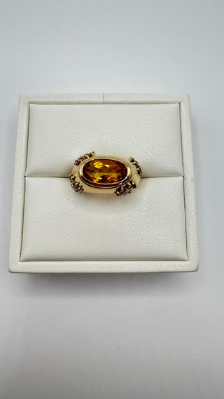 14k Vintage Citrine Flower Gem Ring