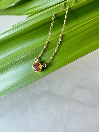 14k Bezel Citrine Pendant Necklace