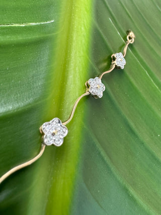 Vintage 10k Solid Gold Diamond Daisy Bracelet