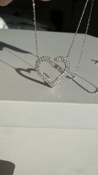 White Gold Diamond Heart Necklace .50ctw