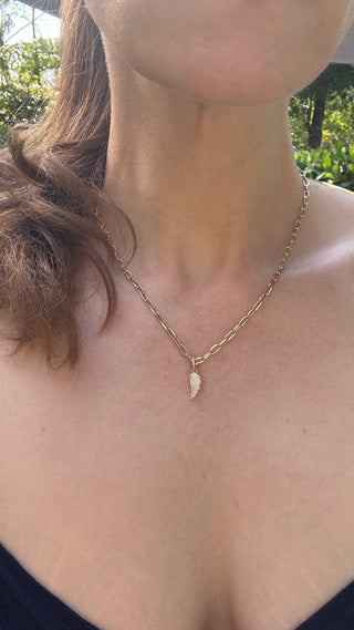 14k Diamond Angel Wing Charm with Clip Enhancer