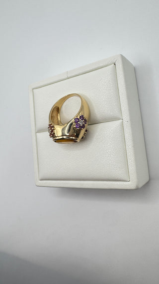 14k Vintage Citrine Flower Gem Ring