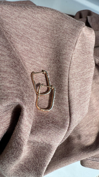 Rose Gold Rectangle Diamond Hoops