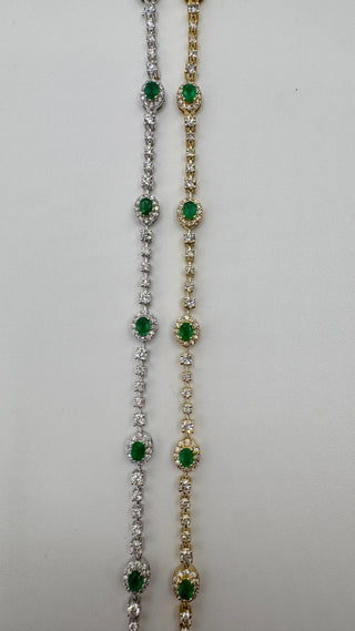 14k emerald and Diamond tennis bracelet