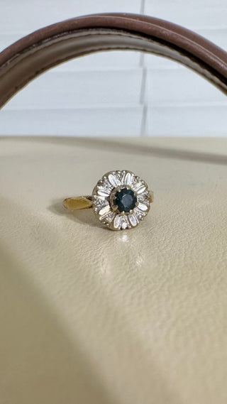 Antique 18k Diamond & Sapphire Flower Ring