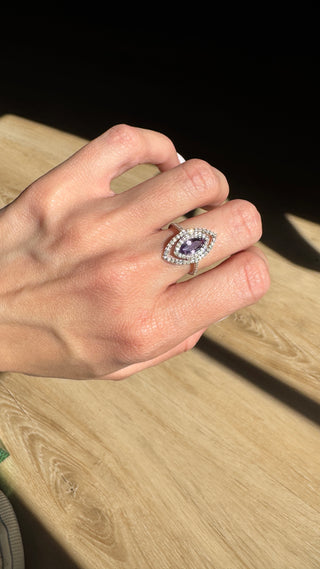 14k Amethyst + Diamond Marquise Ring