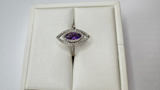 14k Amethyst + Diamond Marquise Ring
