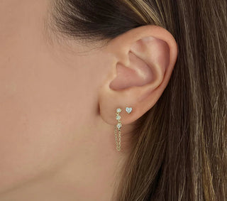 14k Trio Diamond Chain Earrings