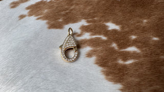 14k Gold Diamond Lobster Clasp Pendant Solid Gold Openable Lock for Charms and Necklaces