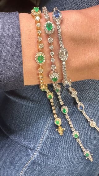 14k emerald and Diamond tennis bracelet
