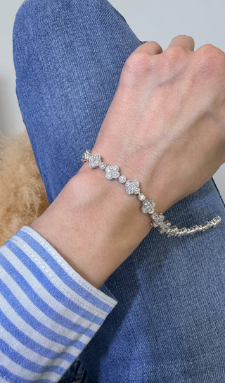 Natural Diamond Clover Tennis Bracelet