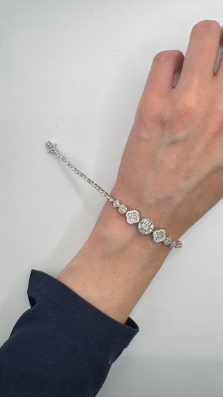 14k clover & shapes diamond bracelet