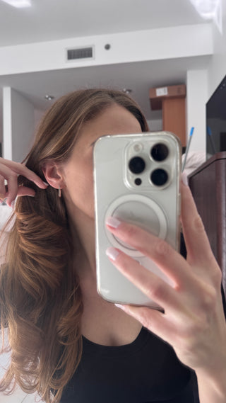 Rose Gold Rectangle Diamond Hoops