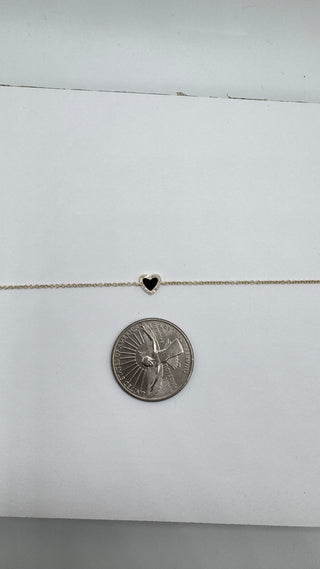 14k Onyx Diamond Heart Bracelet