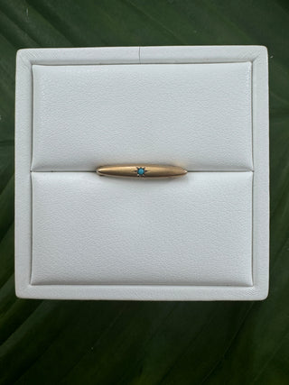 Vintage 10K Turquoise Yellow Gold Small Bar Pin