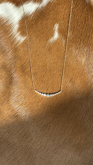Graduated Curving Diamond Bar Necklace