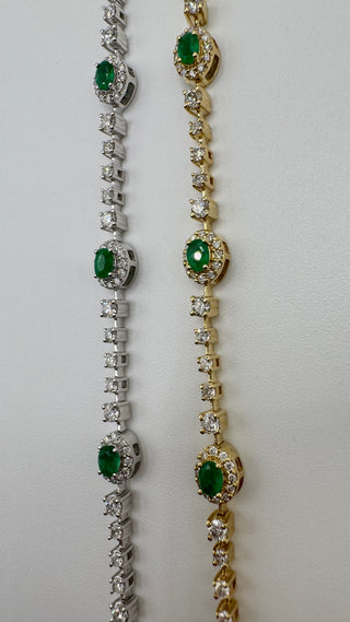14k emerald and Diamond tennis bracelet