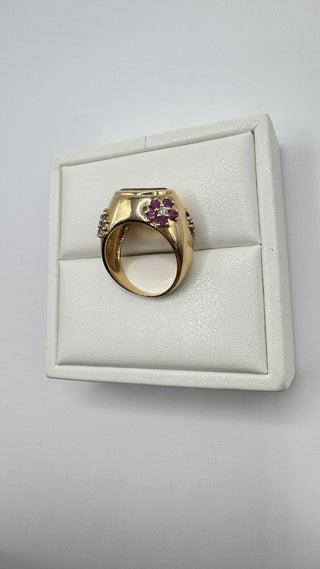 14k Vintage Citrine Flower Gem Ring