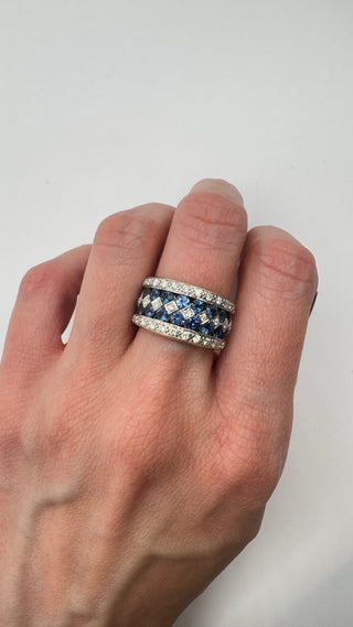 14k Sapphire diamond cigar band