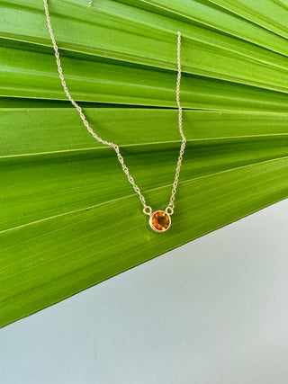 14k Bezel Citrine Pendant Necklace