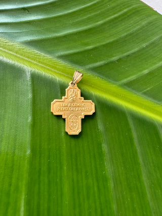 14k cross I am catholic pendant