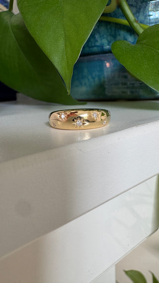 14k Diamond Dome Star Ring