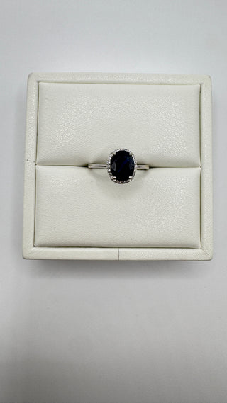 Natural Sapphire and Diamond Halo Ring