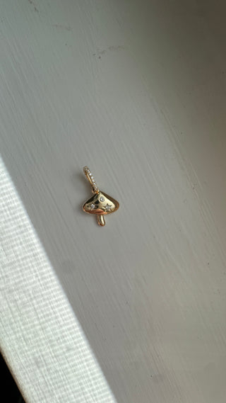 14K Yellow Gold Natural Diamond Mushroom Charm
