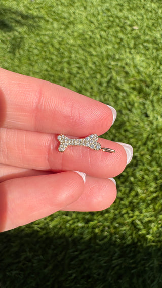 14k Diamond Dogbone Charm