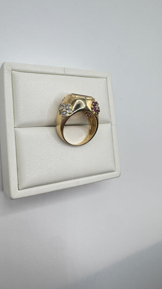 14k Vintage Citrine Flower Gem Ring