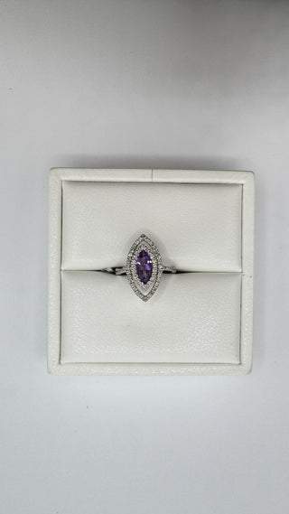 14k Amethyst + Diamond Marquise Ring