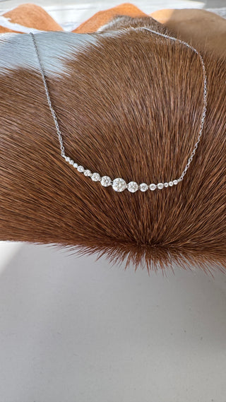 Graduated Curving Diamond Bar Necklace
