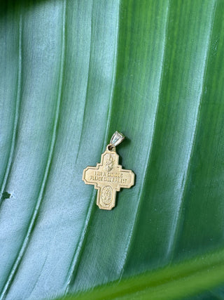 14k cross I am catholic pendant