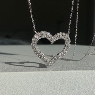 White Gold Diamond Heart Necklace .50ctw
