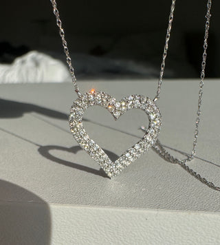 White Gold Diamond Heart Necklace .50ctw