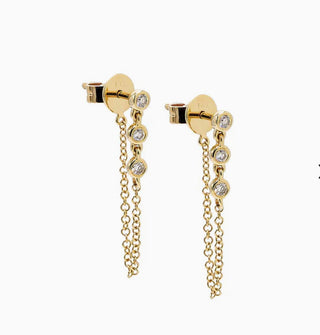 14k Trio Diamond Chain Earrings