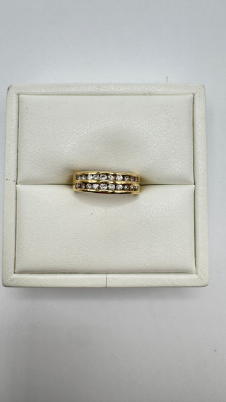14k Double Diamond Channel Ring